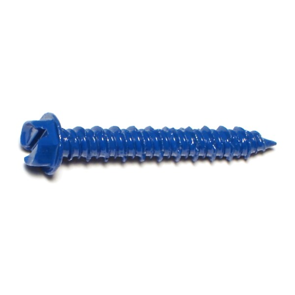 Midwest Fastener Masonry Screw, 1/4" Dia., Hex, 1 3/4 in L, Steel Blue Ruspert, 12 PK 63502 - main